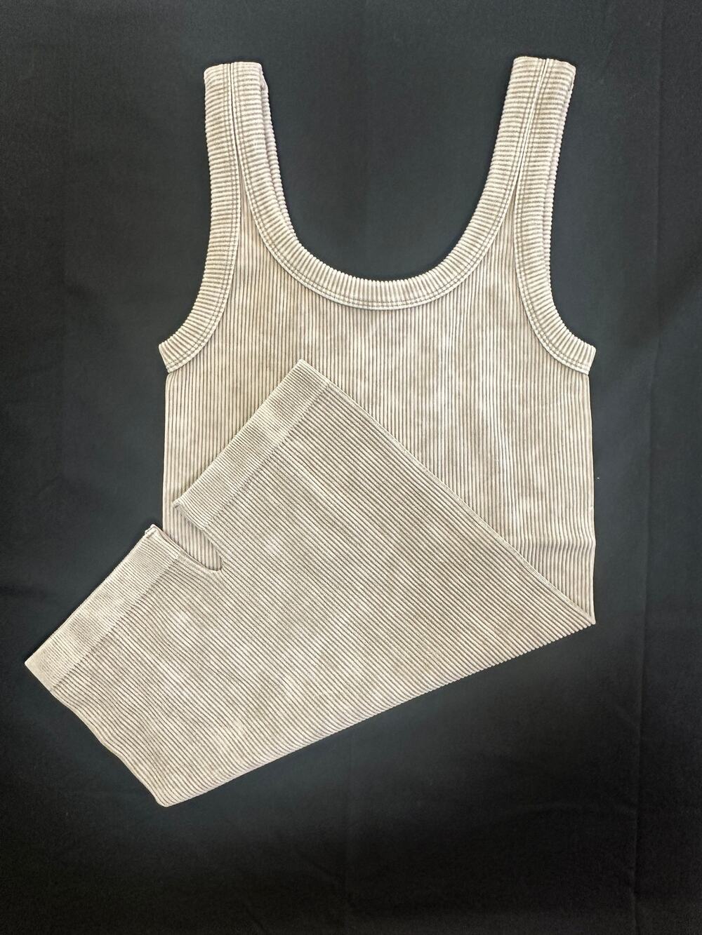 Zenana Ribbed One Piece Jumpsuit Romper – S/M – Neutral Beige NWT Layering